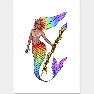 Gay Pride Rainbow Mermaid Posters and Art